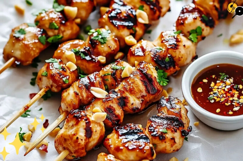 Easy Grilled Asian Honey Garlic Chicken Skewers
