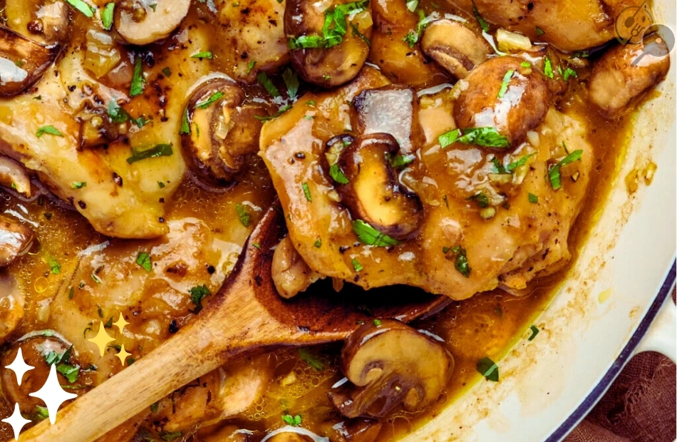 Skillet Chicken and Mushroom Wine Sauce